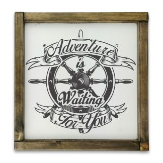 Adventure is waiting for you - Rusztikus fehér, keretes fatábla
