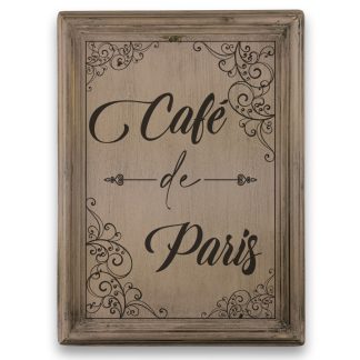 Café de Paris - Vintage rózsaszín, keretes tábla