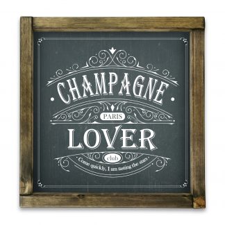 Champagne Lover Club - Rusztikus fekete, keretes fatábla