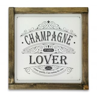 Champagne Lover Club - Rusztikus fehér, keretes fatábla