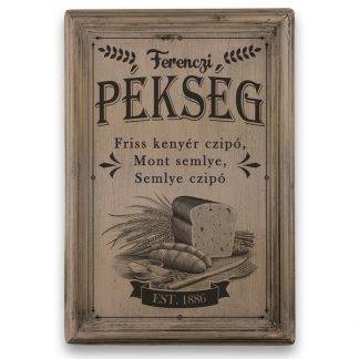 Ferenczi pékség - Rózsaszín vintage, vékony keretes tábla