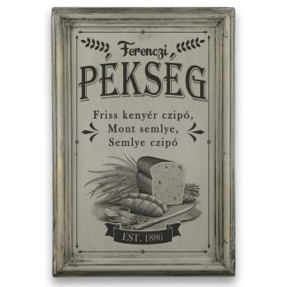 Ferenczi pékség - Szürke vintage, vékony keretes tábla