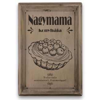 Nagymama konyhája - Rózsaszín vintage, vékony keretes tábla