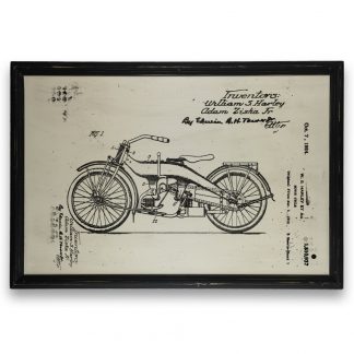 William S. Harley motor ábra - Vintage, vékony fekete keretes tábla