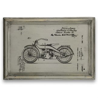 William S. Harley motor ábra - Szürke vintage, vékony keretes tábla