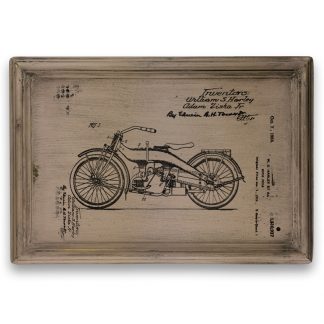William S. Harley motor ábra - Rózsaszín vintage, vékony keretes tábla