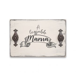 A legjobb mama – Vintage fehér kis tálca, antik fogantyúval