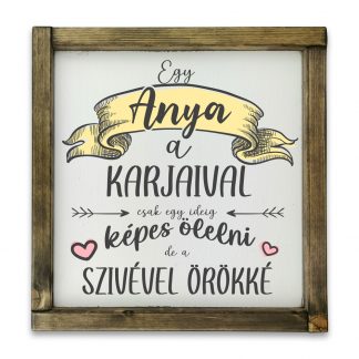 Egy anya a karjaival - Fehér táblakép tölgy kerettel