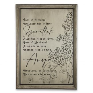 Szeretlek Anya imádság  – Csontfehér, vintage vékony keretes tábla