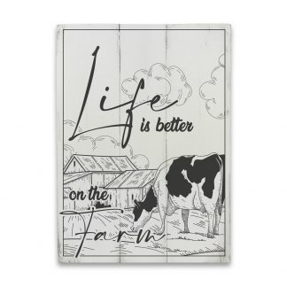 Life is better on the farm - Vintage fehér deszkatábla