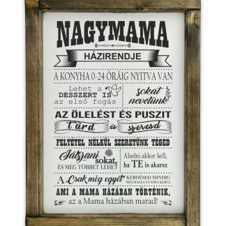 Nagymama házirendje – Rusztikus, fehér fatábla, tölgy kerettel