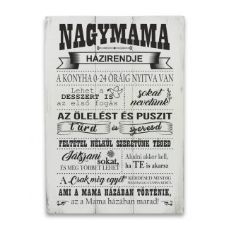 Nagymama házirendje – Vintage fehér deszkatábla
