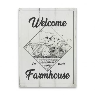 Welcome to our farmhouse - Vintage fehér deszkatábla