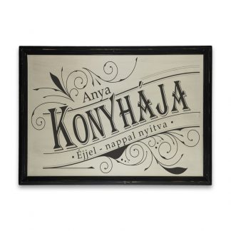 Anya konyhája éjjel-nappal nyitva - Vékony vintage fatábla fekete kerettel