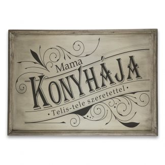 Mama konyhája telis-tele szeretettel - Vékony vintage csontszínű fatábla