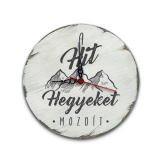 A hit hegyeket mozdít - Koptatott fehér, vintage fali óra