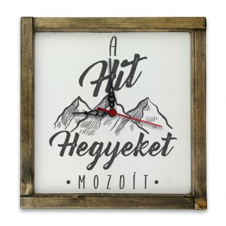 A hit hegyeket mozdít - Fehér deszkatábla óra, tölgy kerettel