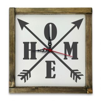 Home nyíl - Fehér deszkatábla óra, tölgy kerettel
