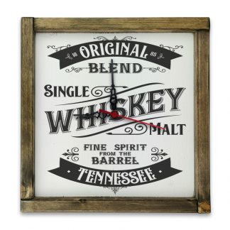 Tennessee whiskey - Fehér deszkatábla óra, tölgy kerettel