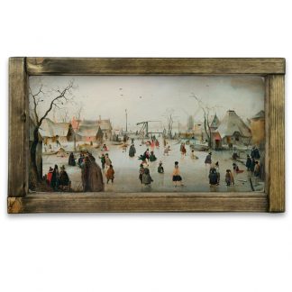 Jégkorcsolyázás a faluban (1610) - Fehér krétatábla, tölgy kerettel