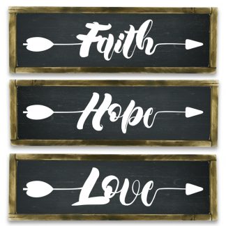 Faith, Hope, Love – Fekete krétatábla tölgy kerettel szett