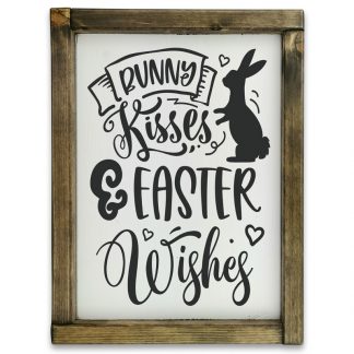 Bunny Kisses - Fehér táblakép tölgy kerettel