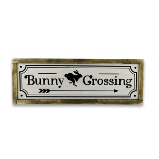 Bunny Crossing - Fehér táblakép tölgy kerettel
