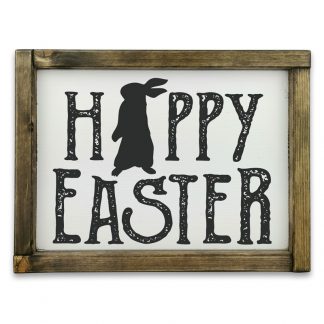 Happy easter - Fehér táblakép tölgy kerettel