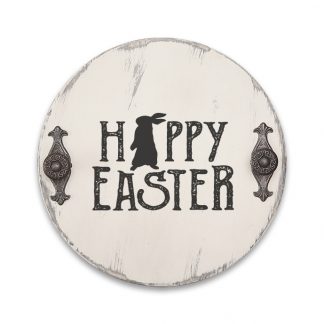 Happy Easter - Vintage kínáló körtálca antik foganytúval Húsvétra