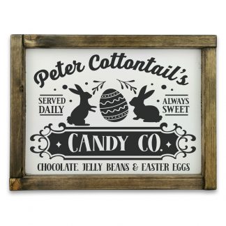 Peter Cottontail's Candy Co - Fehér táblakép tölgy kerettel