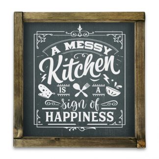 A messy kitchen – Fekete krétatábla rusztikus tölgy kerettel
