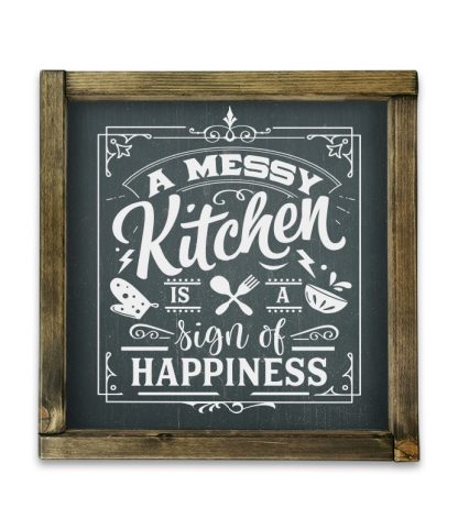 A messy kitchen – Fekete krétatábla rusztikus tölgy kerettel