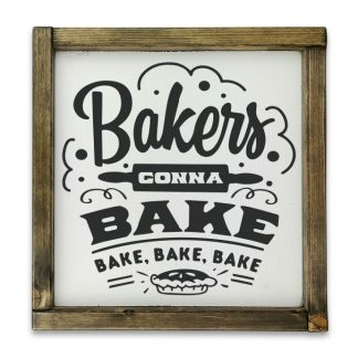Bakers gonna bake – Vintage fehér táblakép, rusztikus tölgy kerettel