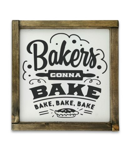 Bakers gonna bake – Vintage fehér táblakép, rusztikus tölgy kerettel