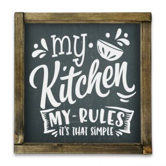 My kitchen my rules – Fekete krétatábla rusztikus tölgy kerettel