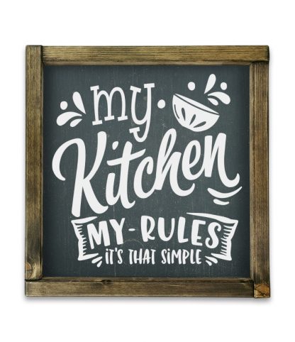 My kitchen my rules – Fekete krétatábla rusztikus tölgy kerettel