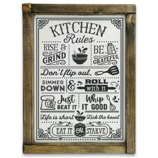 Kitchen rules - Fehér táblakép tölgy kerettel