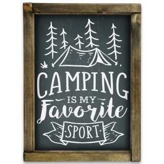 Camping is my favorite sport - Fekete krétatábla tölgy kerettel