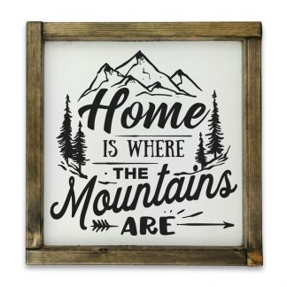Home is where the mountains are  - Fehér deszkatábla tölgy kerettel