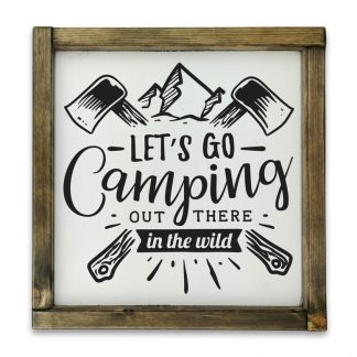 Let_s go camping  - Fehér deszkatábla tölgy kerettel