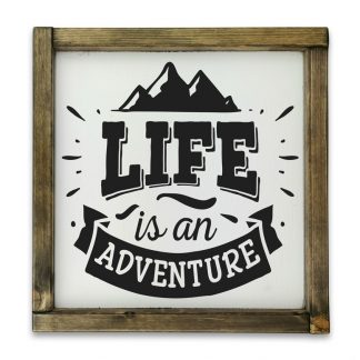 Life is an adventure  - Fehér deszkatábla tölgy kerettel
