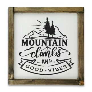 Mountain climbs and good vibes  - Fehér deszkatábla tölgy kerettel
