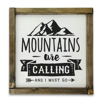 Mountains are calling  - Fehér deszkatábla tölgy kerettel