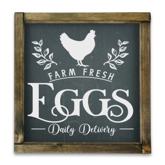 Farm fresh eggs  - Fekete krétatábla tölgy kerettel
