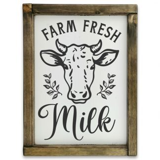 Farm fresh milk  - Fehér deszkatábla tölgy kerettel
