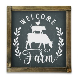 Welcome to our Farm  - Fekete krétatábla tölgy kerettel