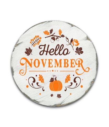 Hello November - Fehér vintage körtábla