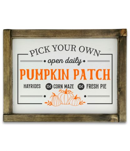Pick your own pumpkin patch - Fehér deszkatábla tölgy kerettel