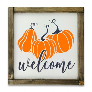 Welcome three pumpkins - Fehér deszkatábla tölgy kerettel