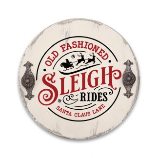 Sleight ride old fashioned - Vintage fehér karácsonyi körtálca antik fogantyúval